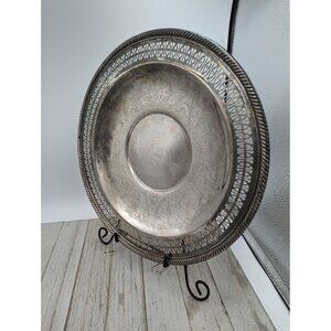 Vintage Platter Silver Plate International Silver Tray Pierced 12" IS